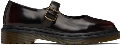 Dr. Martens Elphie Glossy Wine Red Leather Mary Janes Women In Brown