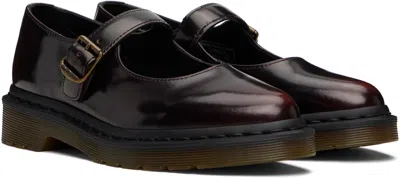 Dr. Martens Elphie Glossy Wine Red Leather Mary Janes Women In Brown