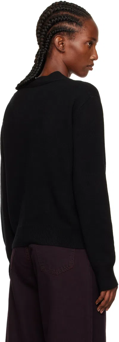 We11 Done Logo-print V-neck Jumper In Black