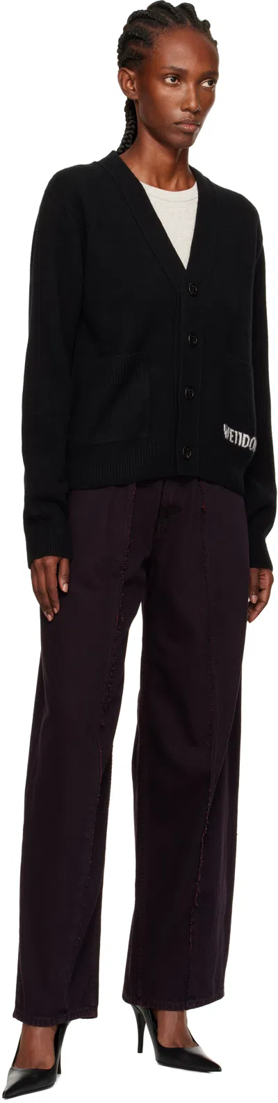 We11 Done Logo-print V-neck Jumper In Black