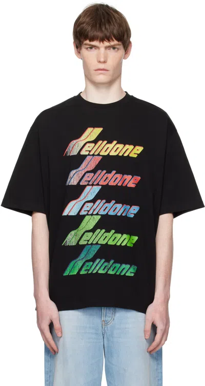 We11 Done Black Multi Rainbow Logo T-shirt In Black