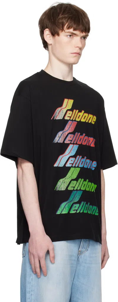 We11 Done Black Multi Rainbow Logo T-shirt In Black