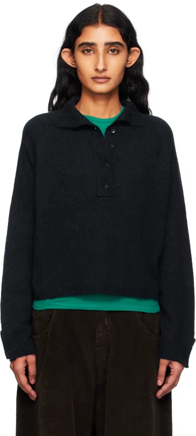 Cordera Navy Baby Alpaca Sweater In Black