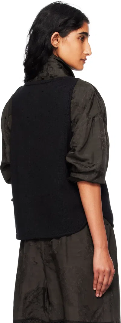 Cordera Black Boxy Cotton Waistcoat Cardigan In Black