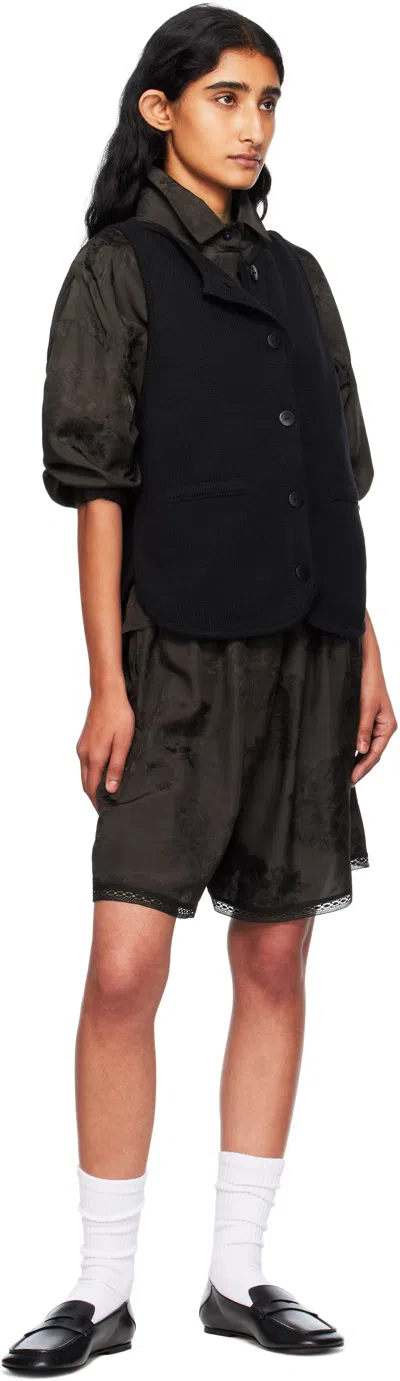 Cordera Black Boxy Cotton Waistcoat Cardigan In Black