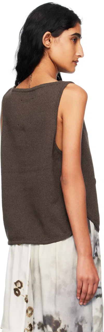 Cordera Brown Boatneck Waistcoat Cardigan In Brown