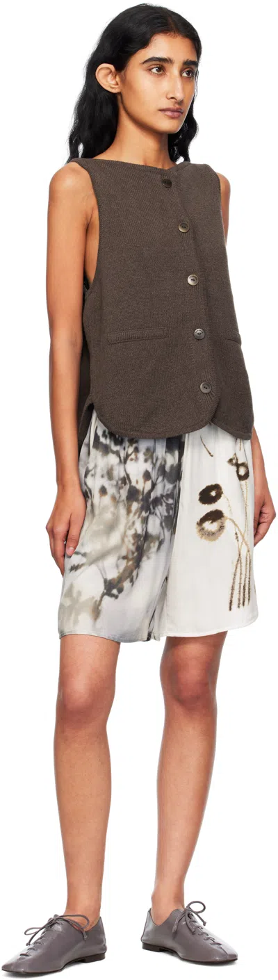 Cordera Brown Boatneck Waistcoat Cardigan In Brown