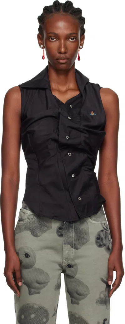 Vivienne Westwood Sleeveless Collared Shirt Button Detailing In Gray