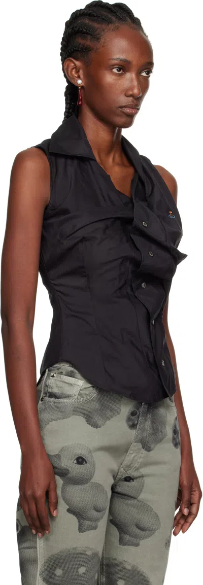 Vivienne Westwood Sleeveless Collared Shirt Button Detailing In Gray