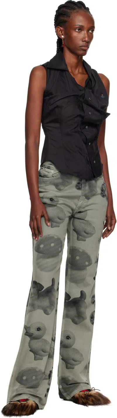 Vivienne Westwood Sleeveless Collared Shirt Button Detailing In Gray