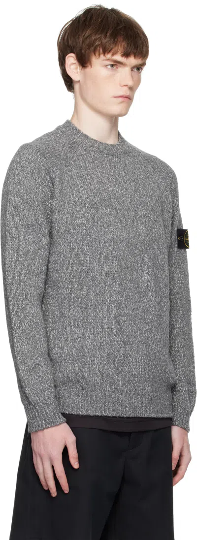 Stone Island Grey Wool Sweater With Logo