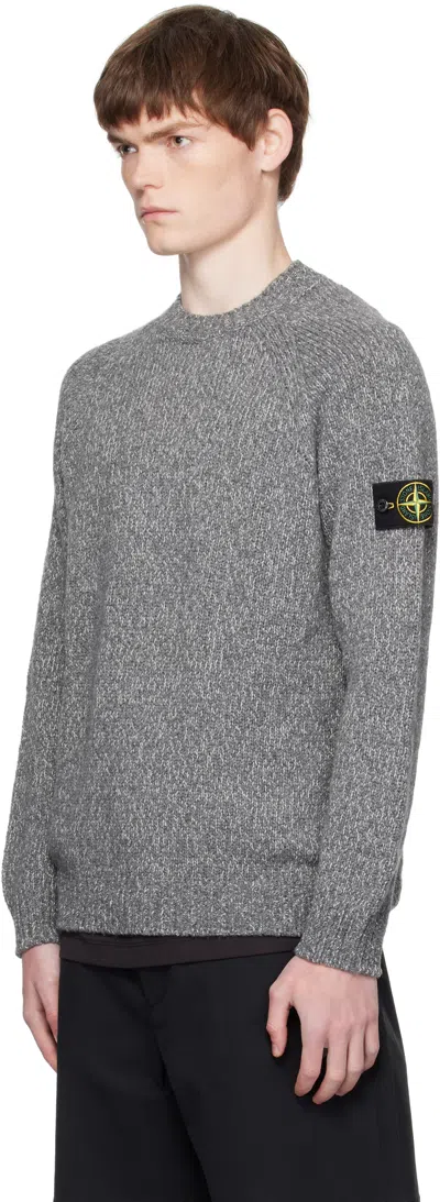 Stone Island Grey Wool Sweater With Logo
