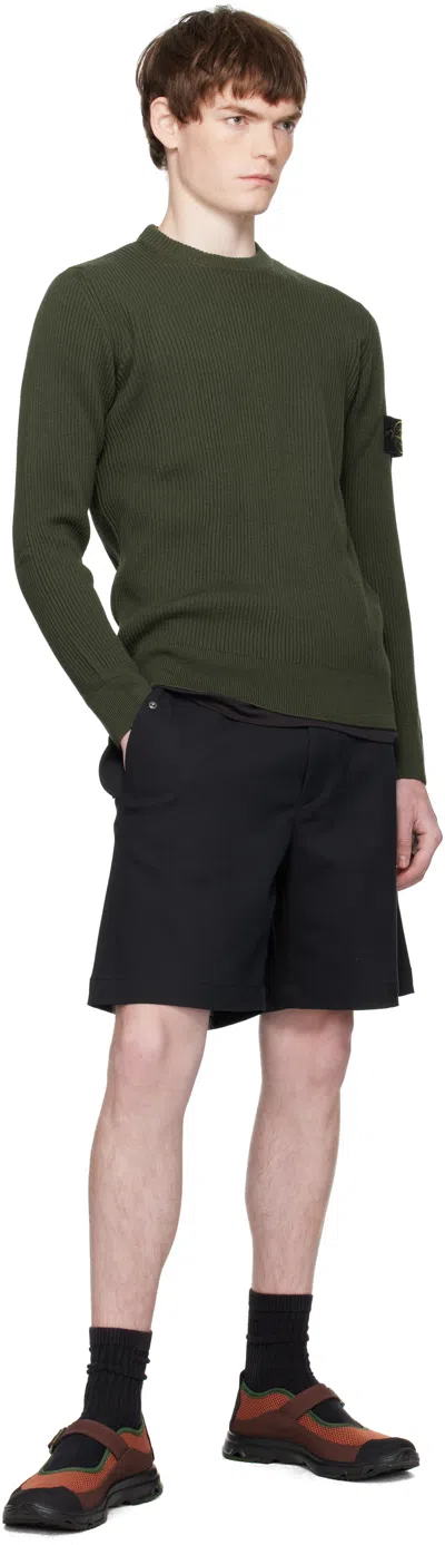 Stone Island Knit Crewneck Sweater In Full Rib Rws Wool Clothing In Green