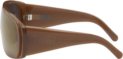 Mm6 Maison Margiela Brown Mask Sunglasses In Brown