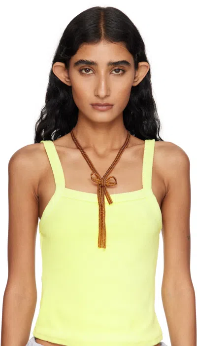 Pura Utz Bow Bolo Necklace In Orange