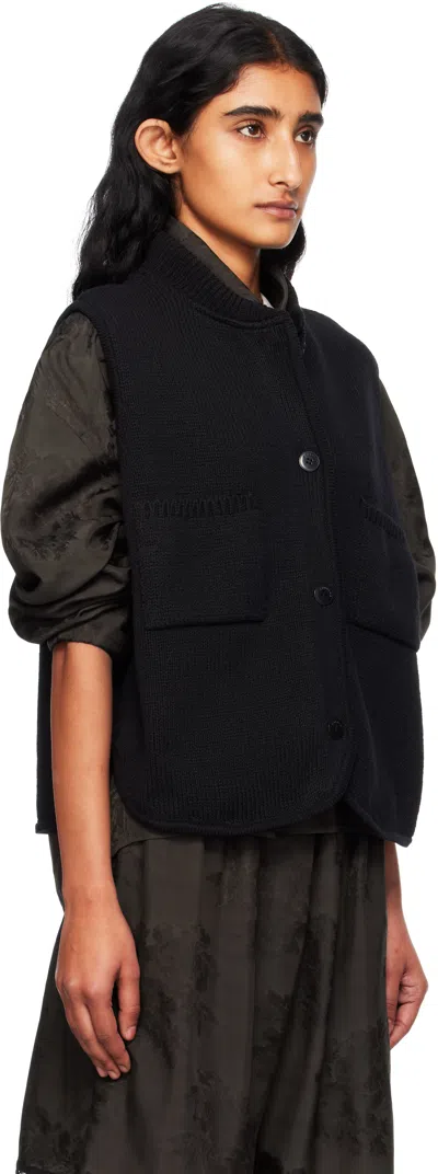 Cordera Black Boxy Cotton Waistcoat Cardigan In Black