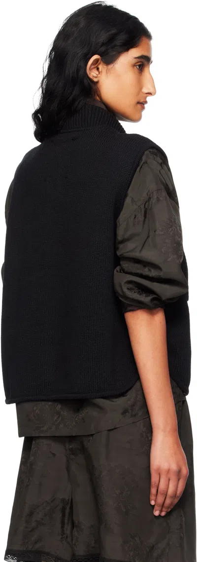 Cordera Black Boxy Cotton Waistcoat Cardigan In Black