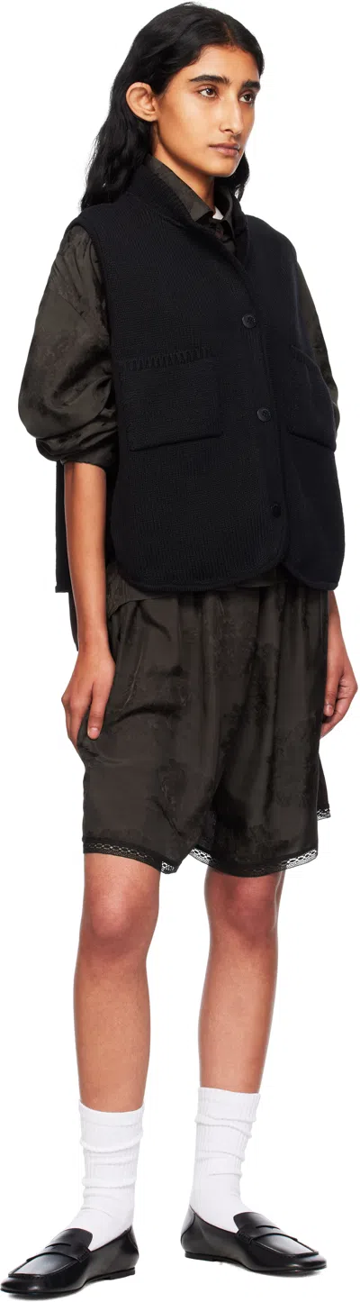 Cordera Black Boxy Cotton Waistcoat Cardigan In Black
