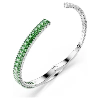 Swarovski Swaroski Matrix Rhodium Plated Bangle In Green