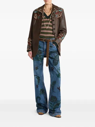 Etro Striped Wool Sweater In Green