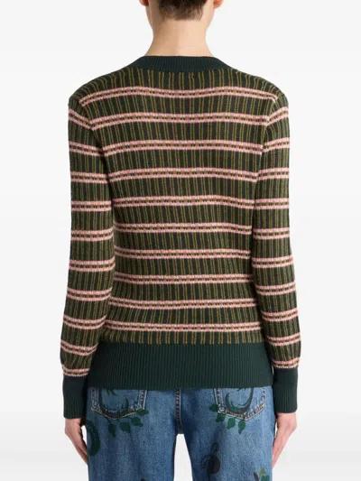 Etro Striped Wool Sweater In Green