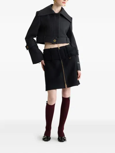 Patou Cropped Lock Jacket In Sustainable Wool Blend In Black