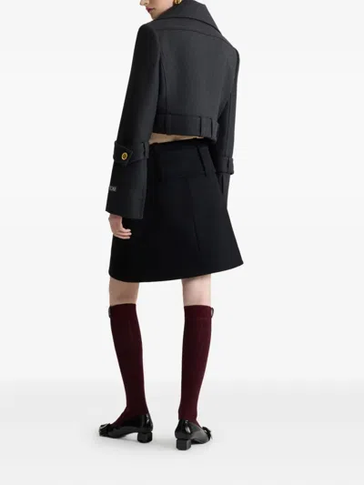 Patou Cropped Lock Jacket In Sustainable Wool Blend In Black