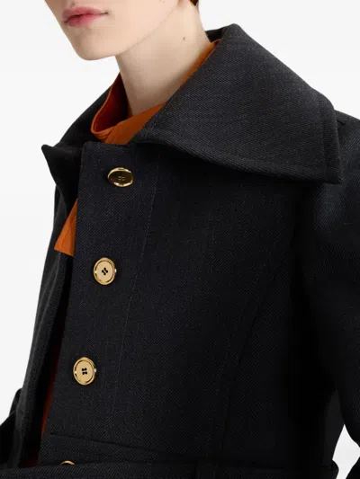 Patou Cropped Lock Jacket In Sustainable Wool Blend In Black