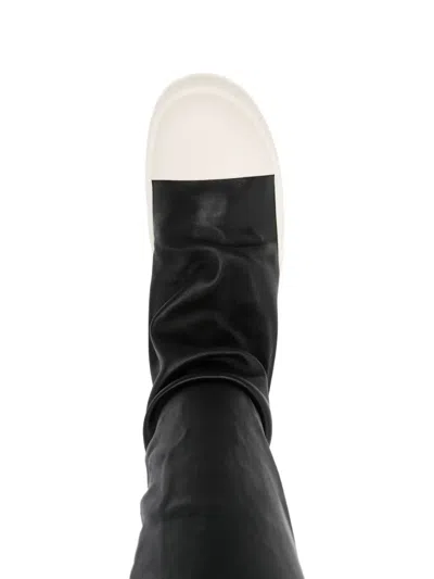 Rick Owens Black Knee-high Sneakers With Platform In Leather Woman In Black
