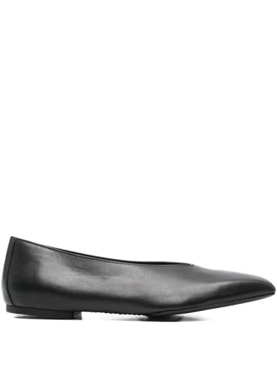 Rick Owens Leather Ballet Flats With Flat Sole And Square Toe In Black