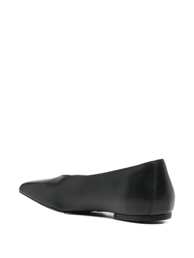 Rick Owens Leather Ballet Flats With Flat Sole And Square Toe In Black