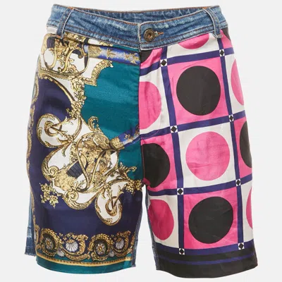 Pre-owned D & G Multicolor Patchwork Denim Bermuda Shorts M Waist 32"