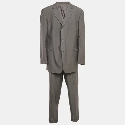 Pre-owned Boss By Hugo Boss Grey Wool Blend Single Breasted Suit Xxxl In Gray