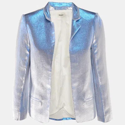 Pre-owned Zadig & Voltaire Silver Lurex Open Front Vollys Jacket S