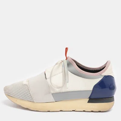 Pre-owned Balenciaga Multicolor Leather And Mesh Race Runner Sneakers Size 38