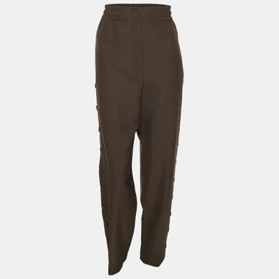 Pre-owned Joseph Olive Green Wool Blend Side Button Trousers M