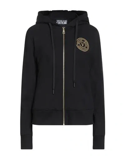 Versace Jeans Couture Cotton Zip-up Sweatshirt With Iconic Logo And Cozy Fit In Black