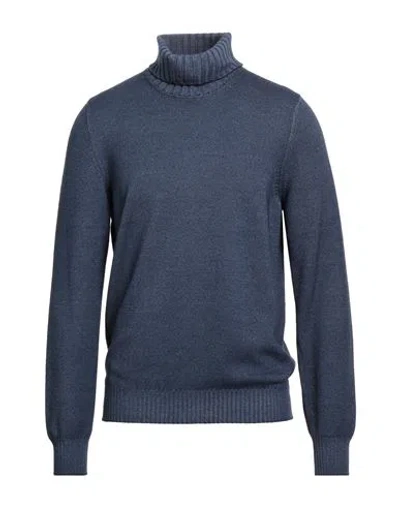 Tagliatore Man Turtleneck Navy Size 40 Virgin Wool In Blue