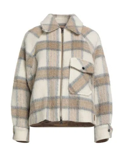 Woolrich Woman Jacket Ivory Size M Wool, Virgin Wool, Polyester, Alpaca Wool, Polyamide In Multi