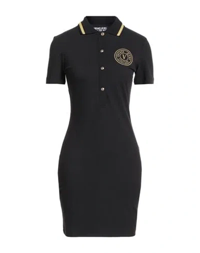 Versace Jeans Couture Women's Emblem Polo T-shirt Dress In Black