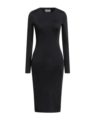 Versace Jeans Couture Woman Midi Dress Black Size 12 Cotton, Polyester In Black