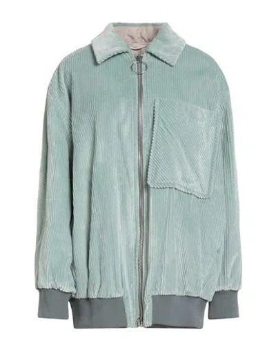 T Coat T_coat Woman Jacket Turquoise Size 6 Cotton, Viscose In Blue