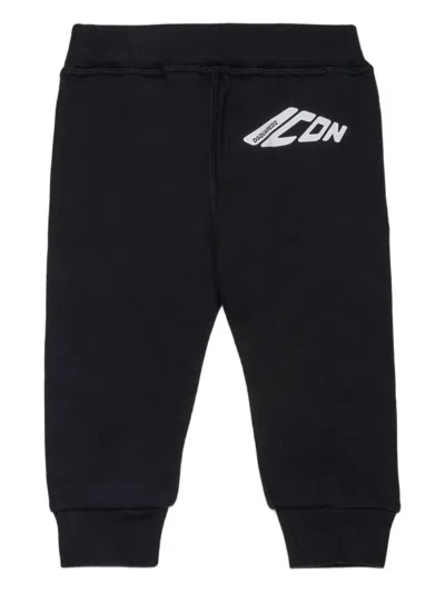 Dsquared2 Icon-print Drawstring Track Pants In Black