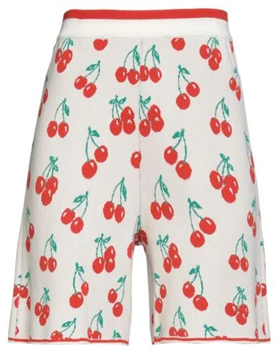 Msgm Woman Shorts & Bermuda Shorts Off White Size S Viscose, Elastane In Neutral