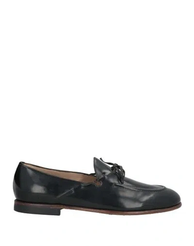 Silvano Sassetti Man Loafers Midnight Blue Size 9 Leather In Black