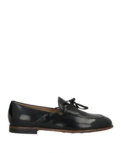 Silvano Sassetti Man Loafers Midnight Blue Size 9 Leather In Black