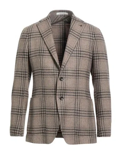 Tagliatore Man Blazer Camel Size 38 Virgin Wool, Polyamide In Black