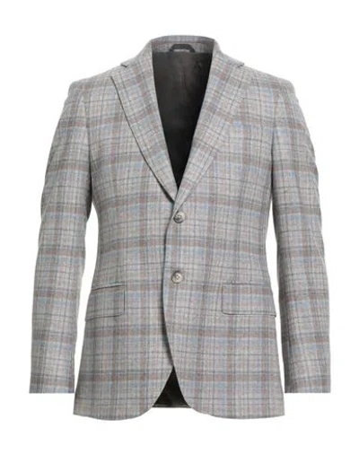 Tombolini Man Blazer Grey Size 46 Virgin Wool, Polyamide In Multi