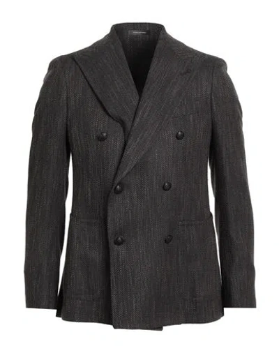 Tagliatore Man Blazer Brown Size 40 Virgin Wool, Silk, Cotton, Polyamide In Gray