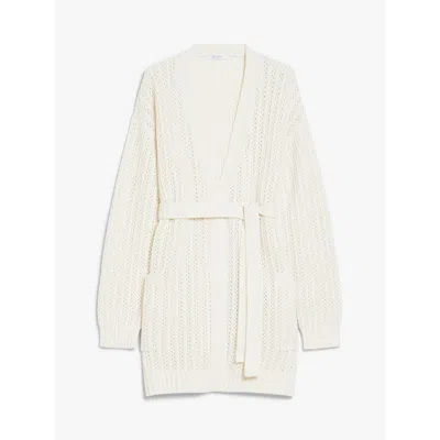 Max Mara Balzac Open Front Cardigan White In White